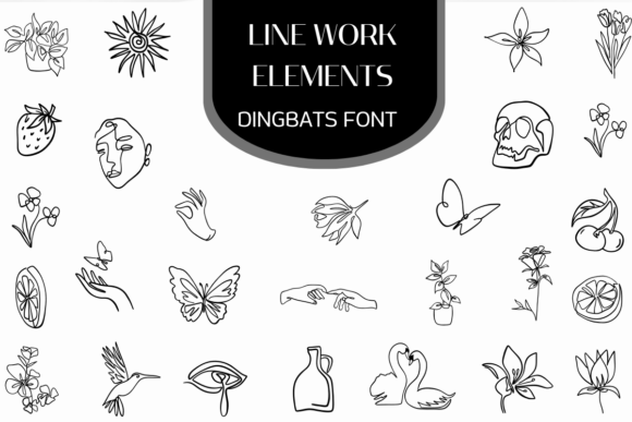Line Work Elements: The Elegant Dingbats Typeface for Modern Design